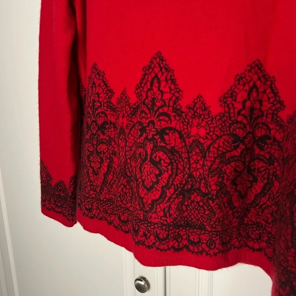 Charter Club 100% Cashmere Lace Print Cardigan